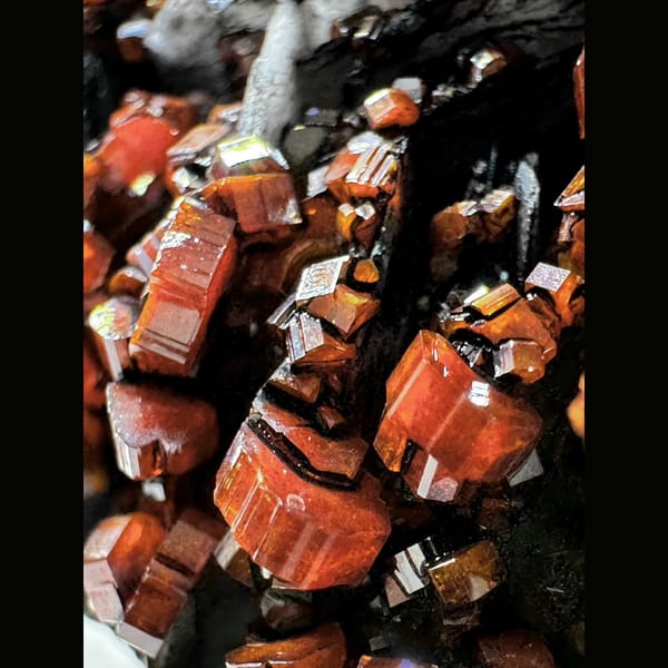 Orange-Red Vanadinite with Barite 5.3 cm — detail view