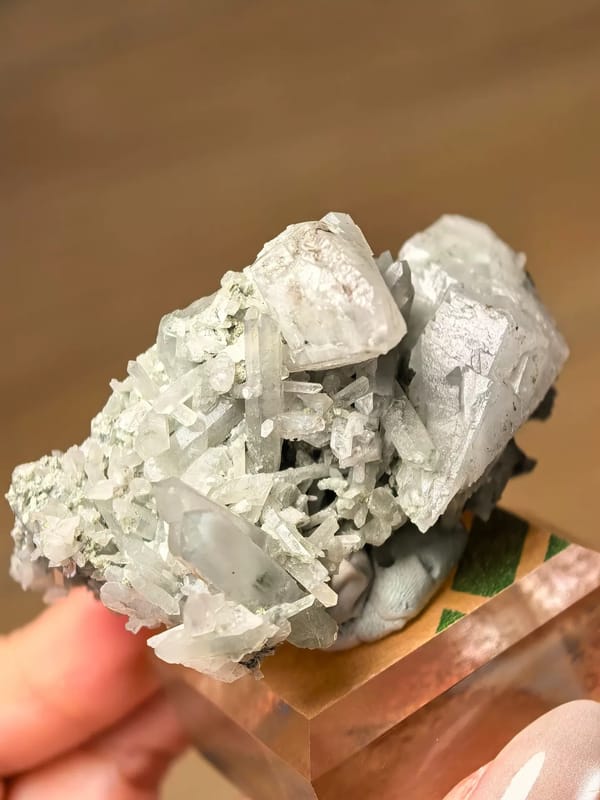 Chlorite Included Quartz with Calcite — Inner Mongolia — individual mineral specimen view 1