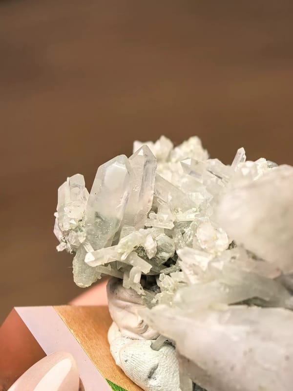 Chlorite Included Quartz with Calcite — Inner Mongolia — individual mineral specimen view 2