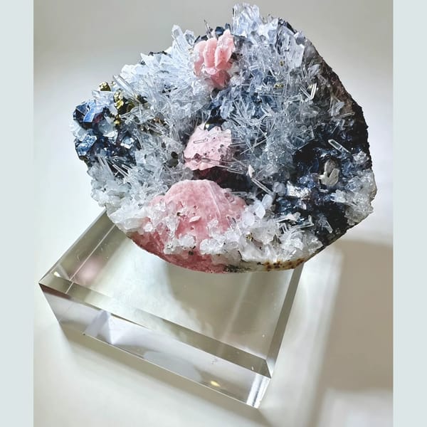 Rhodochrosite with Quartz, Galena and Pyrite 6.5 cm — alternate view