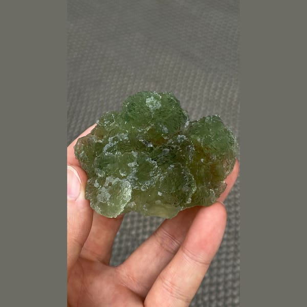 Flat stepped apple green fluorite plate from Henan — alternate view