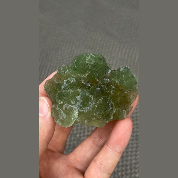 Flat stepped apple green fluorite plate from Henan — alternate view