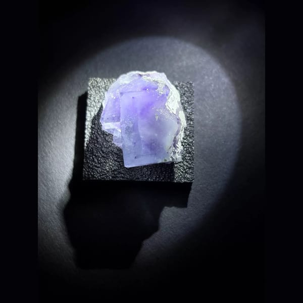 Lavender fluorite with porcelain core from Yaogangxian — alternate view