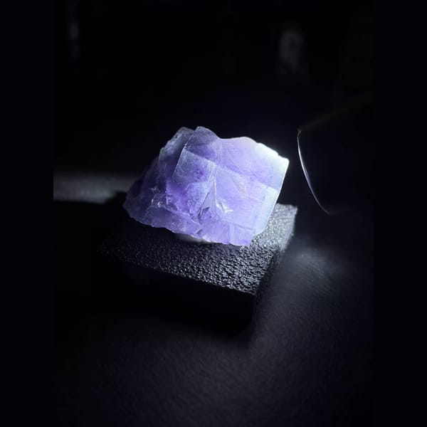 Lavender fluorite with porcelain core from Yaogangxian — alternate view