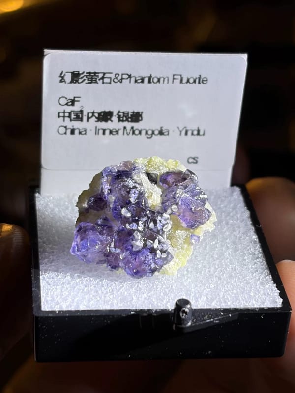 Purple Phantom Fluorite with Phlogopite and Dolomite — Yindu, Inner Mongolia, China, natural mineral specimen, photo 3 of 3