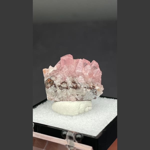 Bright pink cobaltoan calcite crystals from Morocco — detail view