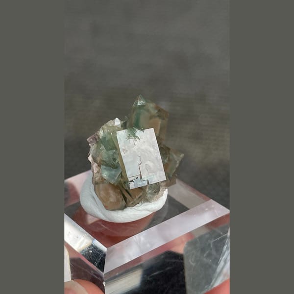 Small porcelain-like green fluorite from Hebei — detail view