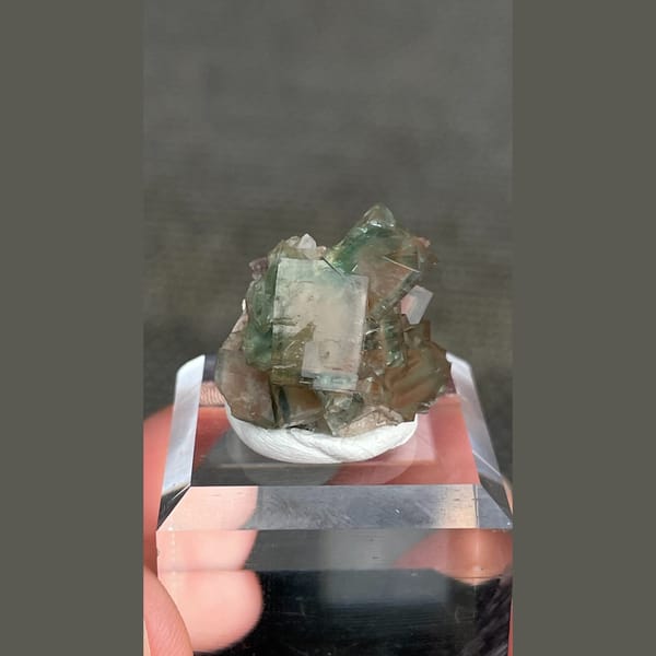 Small porcelain-like green fluorite from Hebei — detail view