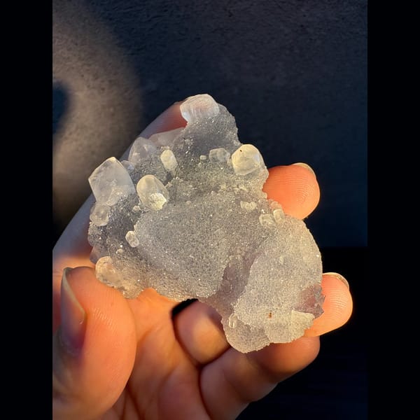 Pale green octahedral fluorite with sugary quartz and calcite from Fujian — alternate view