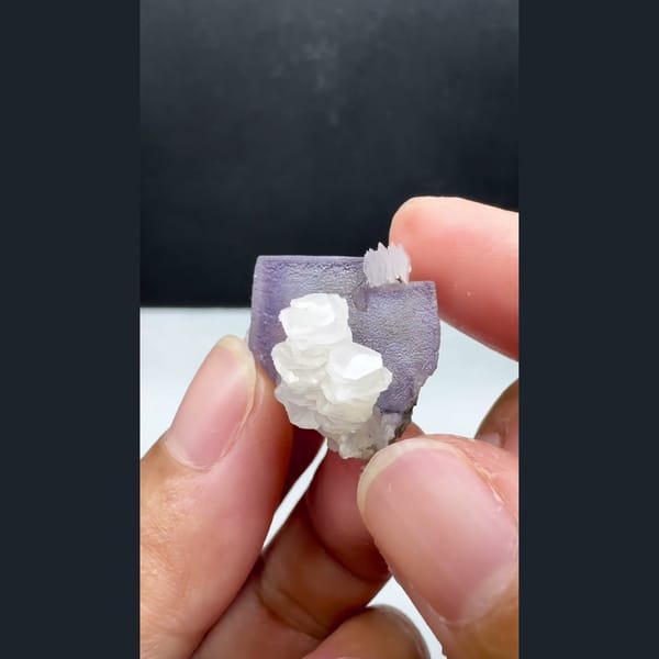 Framed Fluorite with Calcite Yaogangxian 2.3 cm — detail view