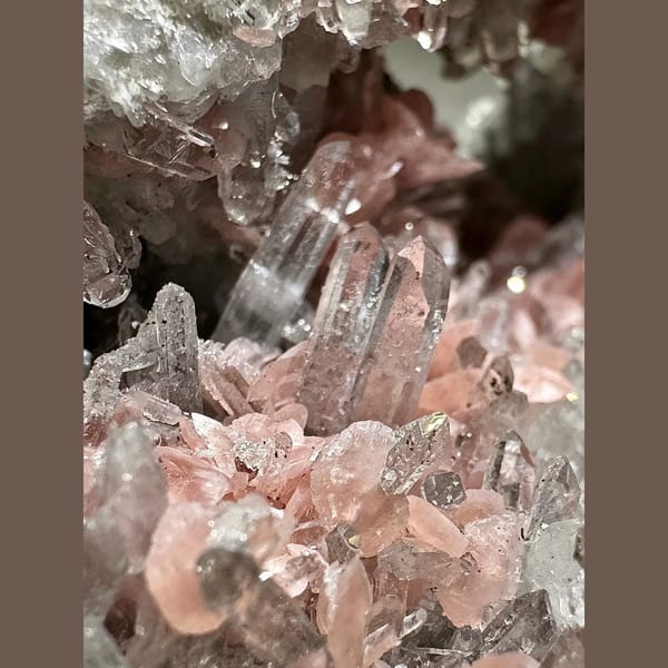 Pink Rhodochrosite Petals with Quartz 5.0 cm — alternate view