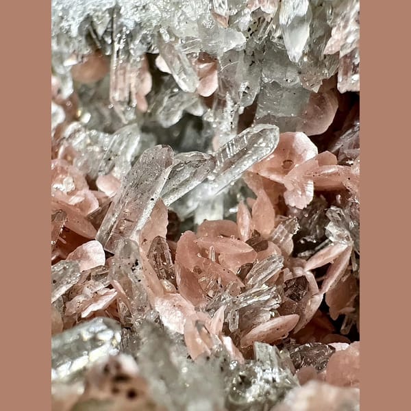 Pink Rhodochrosite Petals with Quartz 5.0 cm — alternate view