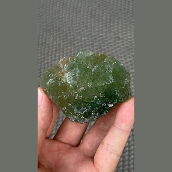 Stepped apple green fluorite from Henan — complete view