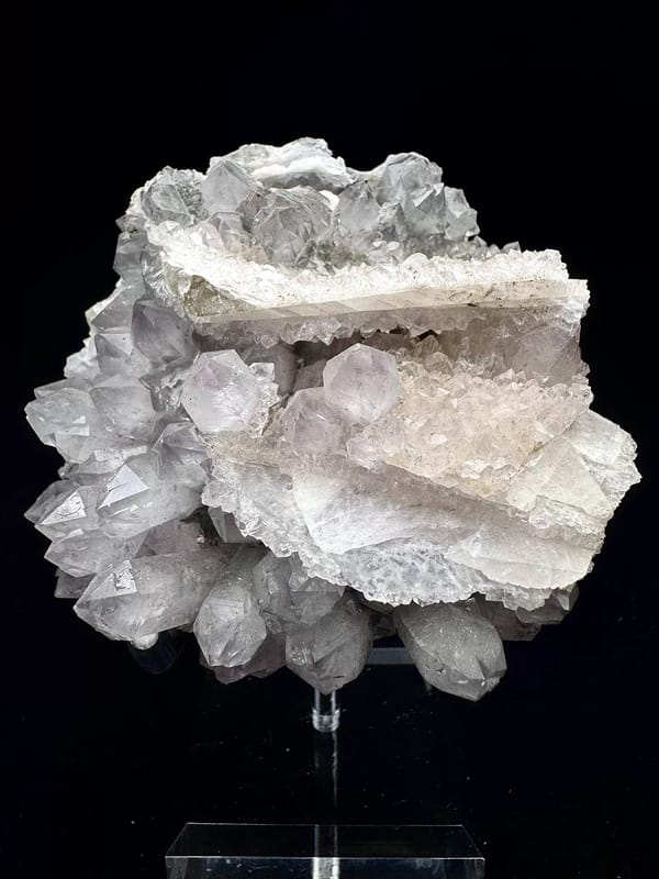 Platy Calcite Across Pale Amethyst — Inner Mongolia — individual mineral specimen view 1