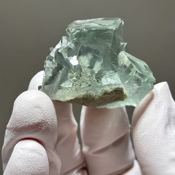 Face-worn Xianghualing fluorite — alternate view