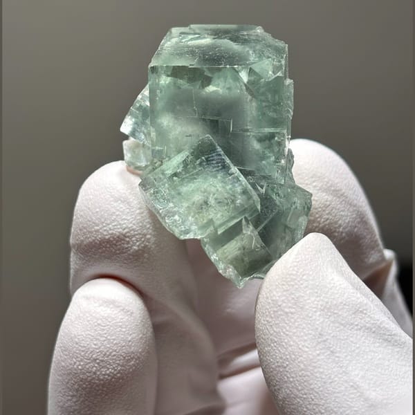 Face-worn Xianghualing fluorite — alternate view