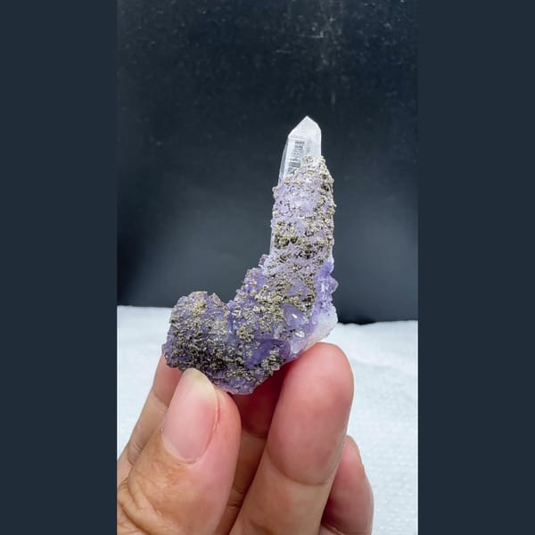 Quartz with Purple Sugary Fluorite Yaogangxian 4.1 cm — complete view