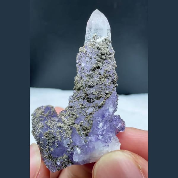 Quartz with Purple Sugary Fluorite Yaogangxian 4.1 cm — alternate view