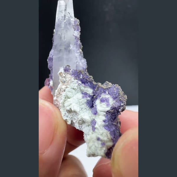 Quartz with Purple Sugary Fluorite Yaogangxian 4.1 cm — alternate view