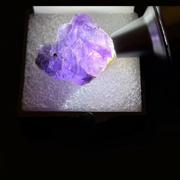 Deep purple fluorite crystal from Yongchun — alternate view