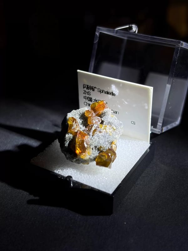 Gemmy Orange Sphalerite on Sparkling Matrix — Shuikoushan, Hunan, China, natural mineral specimen, photo 2 of 3