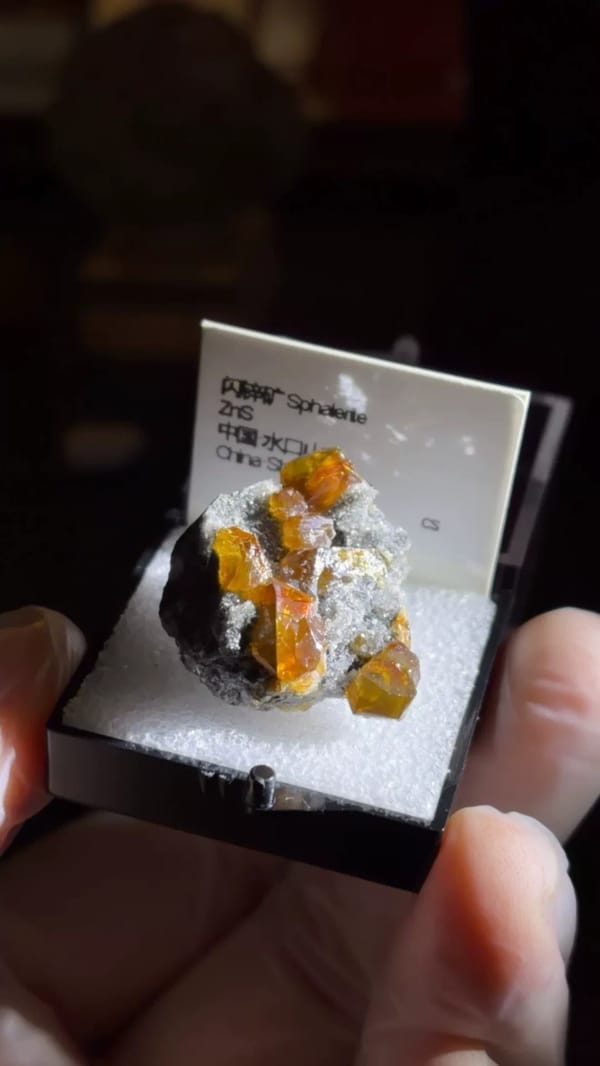 Gemmy Orange Sphalerite on Sparkling Matrix — Shuikoushan, Hunan, China, natural mineral specimen, photo 3 of 3