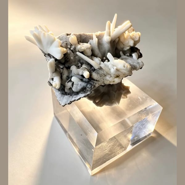 White Aragonite Antler Cluster 4.0 cm — detail view