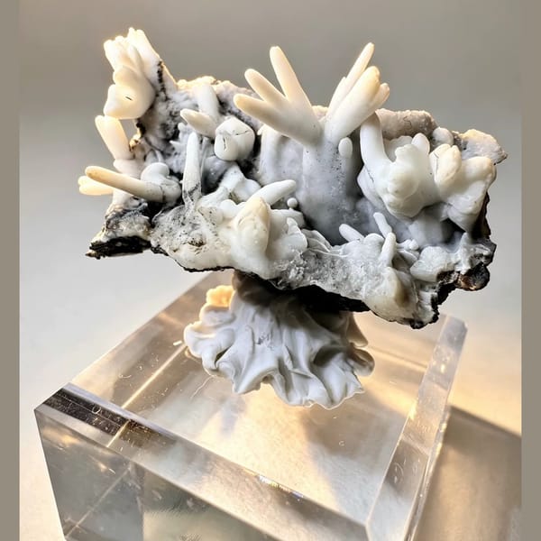 White Aragonite Antler Cluster 4.0 cm — detail view