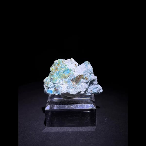 Blue-green botryoidal gibbsite with gypsum — complete view