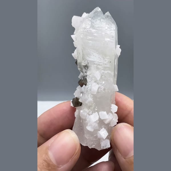 Quartz with Dolomite and Scheelite Yaogangxian 6.6 cm — detail view