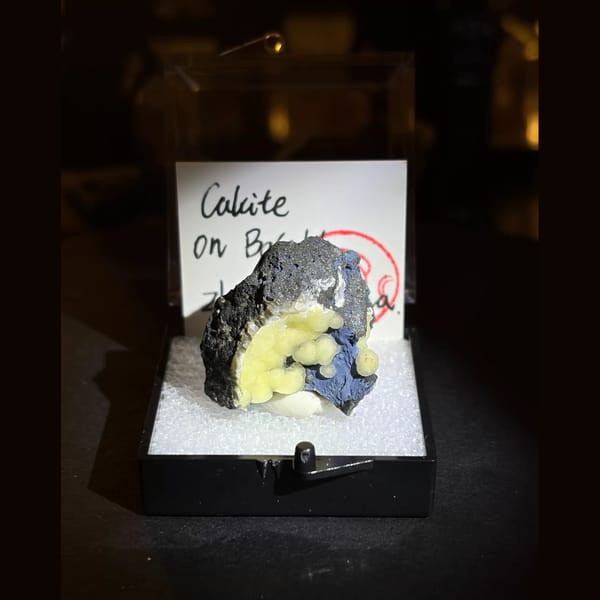 Yellow Botryoidal Calcite on Basalt — Zhejiang, China, natural mineral specimen, photo 2 of 3