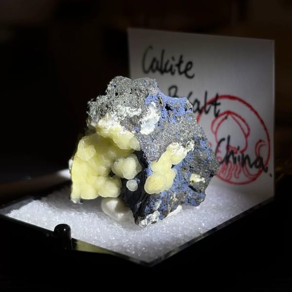 Yellow Botryoidal Calcite on Basalt — Zhejiang, China, natural mineral specimen, photo 3 of 3