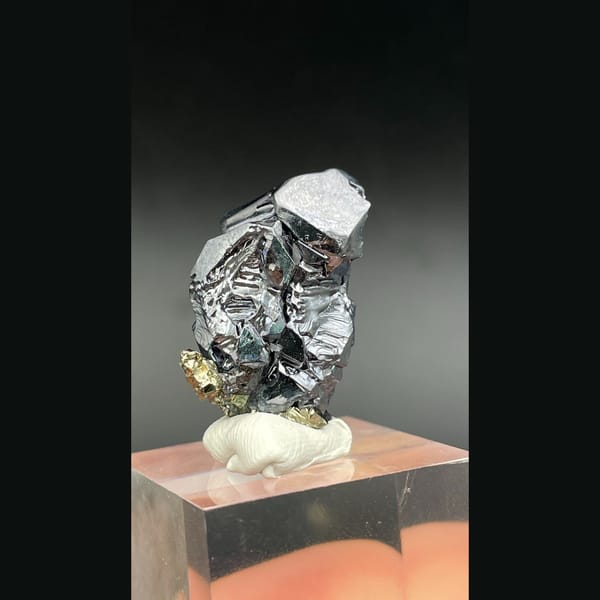 Skeletal stepped metallic galena crystal from Bulgaria — alternate view