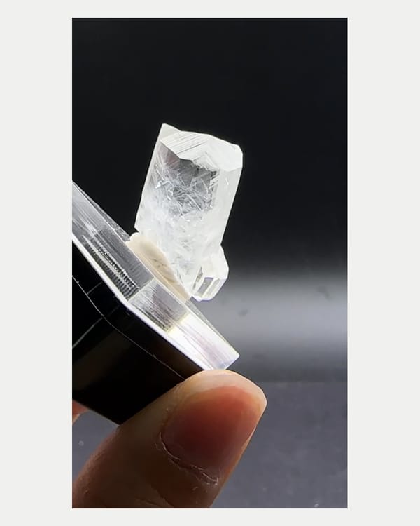 Complete reverse view of clear calcite crystal