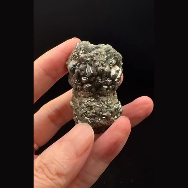 Double ball of bladed brassy pyrite from Pakistan — complete view