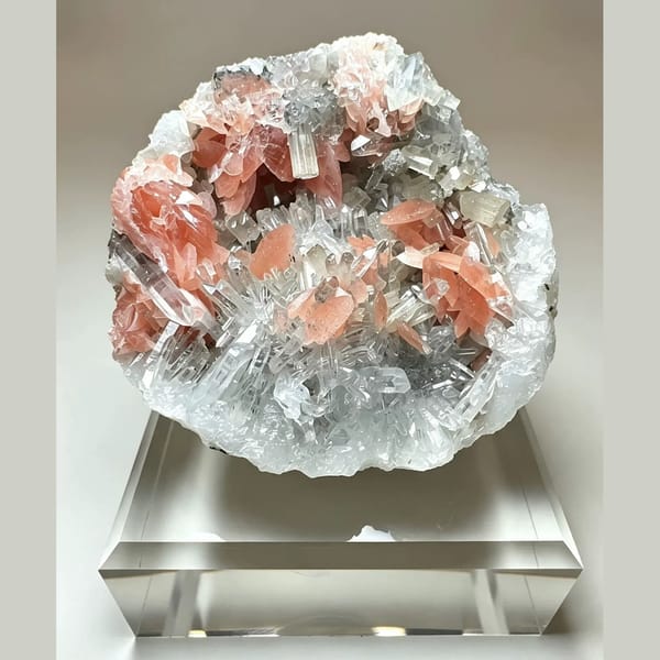 Pink Rhodochrosite Petals with Apatite 8.0 cm — complete view