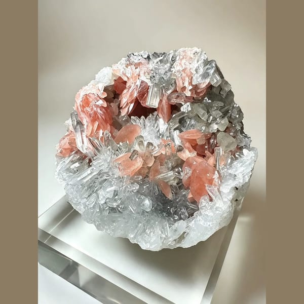 Pink Rhodochrosite Petals with Apatite 8.0 cm — alternate view