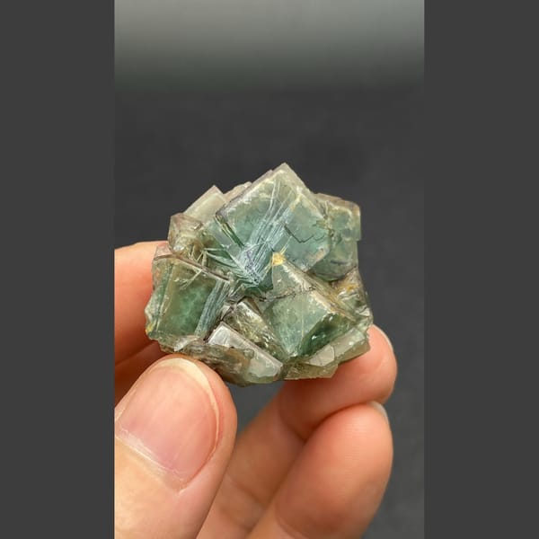 Green fluorite with quartz B from Hebei — alternate view