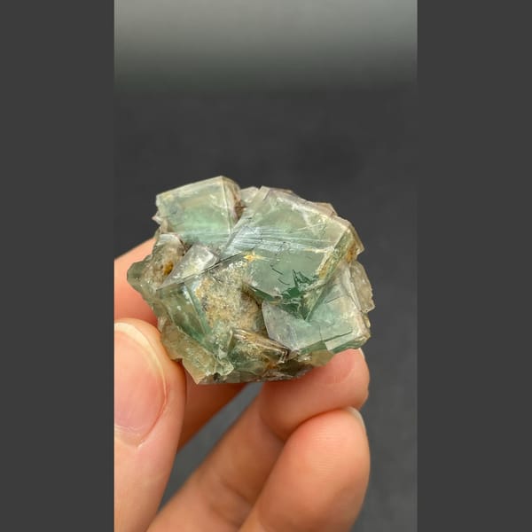 Green fluorite with quartz B from Hebei — alternate view
