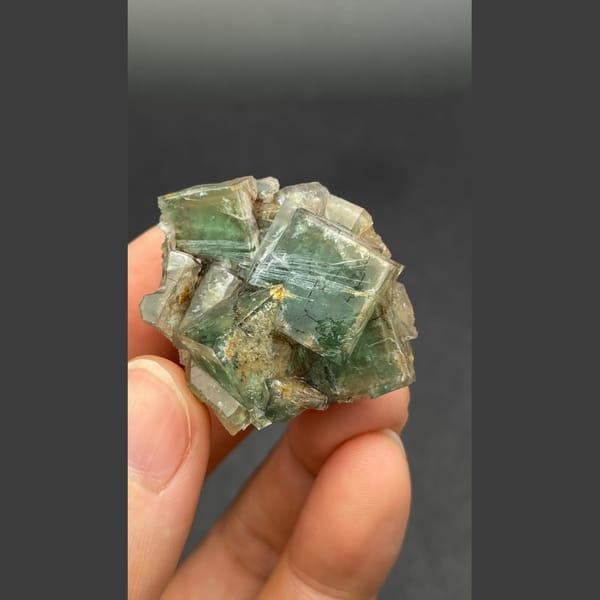 Green fluorite with quartz B from Hebei — detail view
