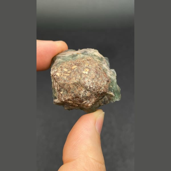 Green fluorite with quartz B from Hebei — detail view