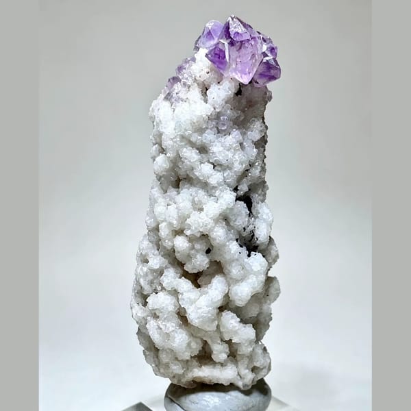 Amethyst Tip on White Quartz Column Inner Mongolia 4.0 cm — alternate view