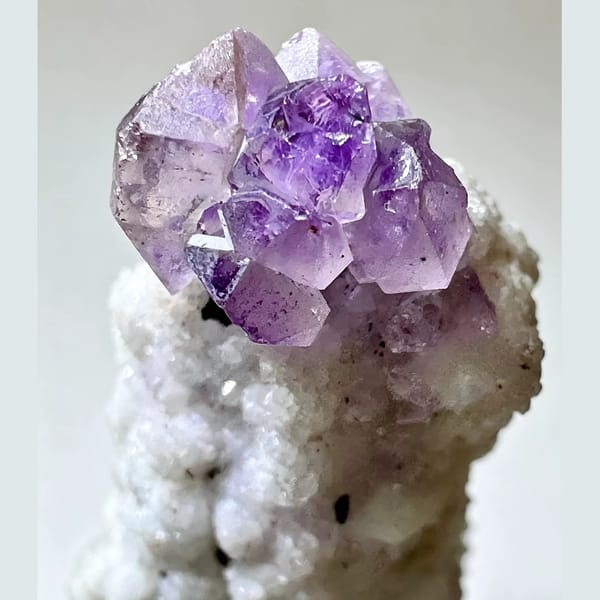 Amethyst Tip on White Quartz Column Inner Mongolia 4.0 cm — alternate view
