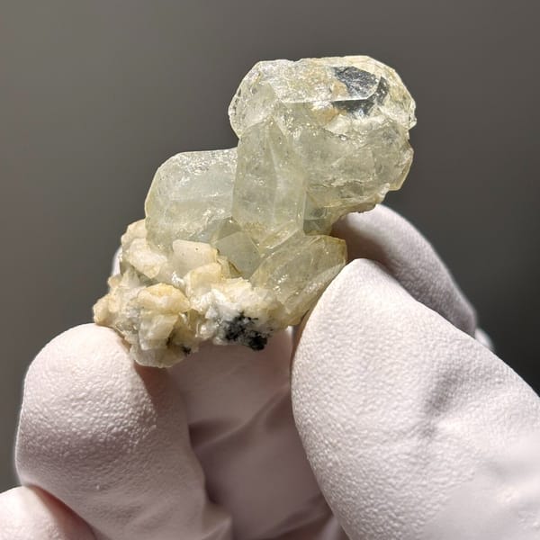 Xuebaoding aquamarine with feldspar — alternate view