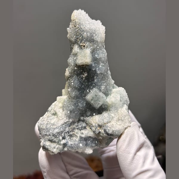 Sugary Fujian fluorite with quartz — alternate view
