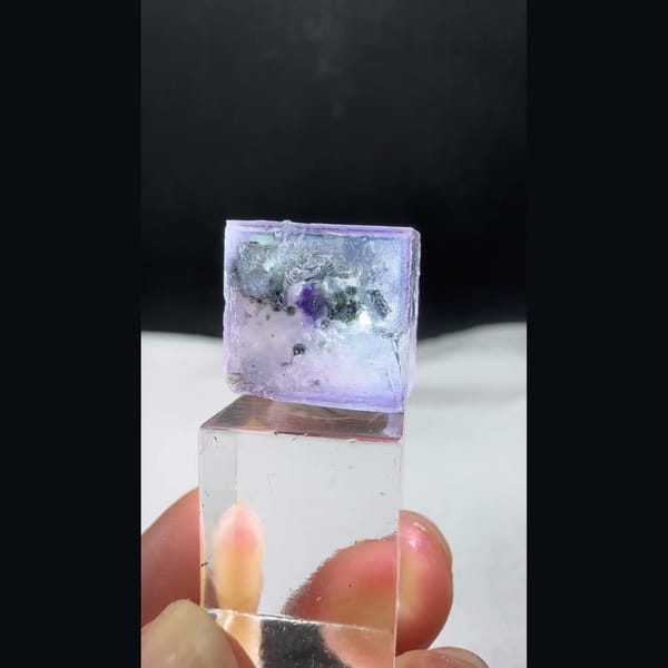 Frosted Fluorite Cube with Inclusions Yaogangxian 1.5 cm — alternate view
