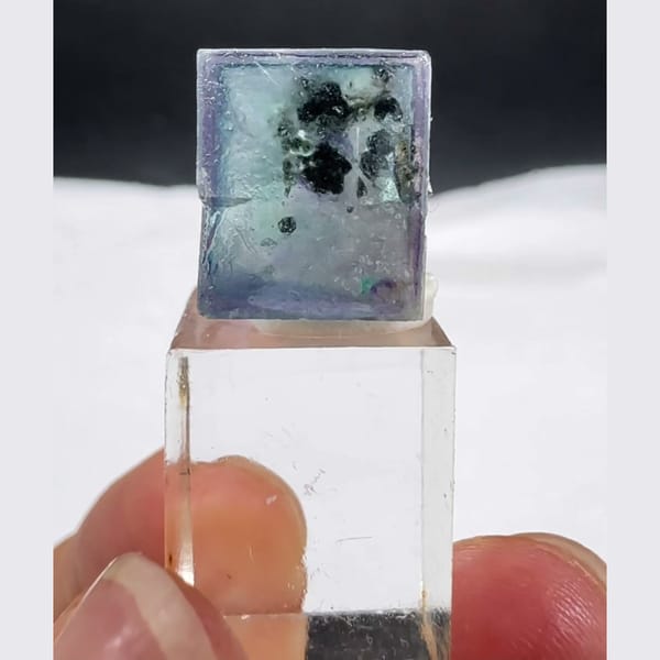 Frosted Fluorite Cube with Inclusions Yaogangxian 1.5 cm — alternate view