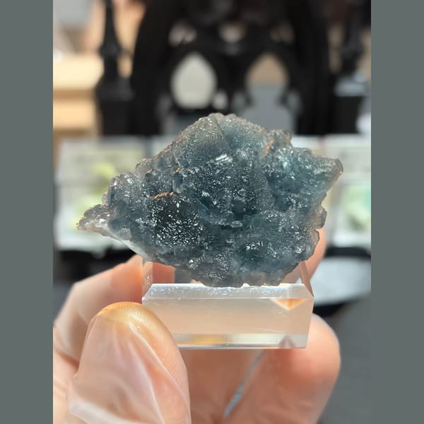 Stepped blue-green fluorite from Huanggangliang — detail view