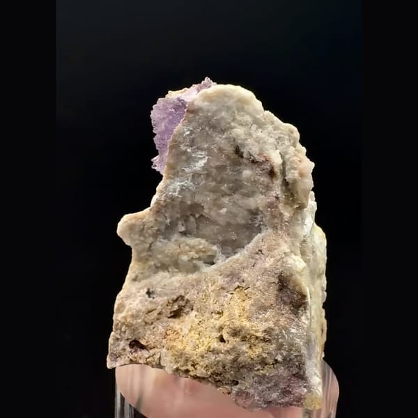 Purple creedite flower on pale matrix from Guizhou — detail view