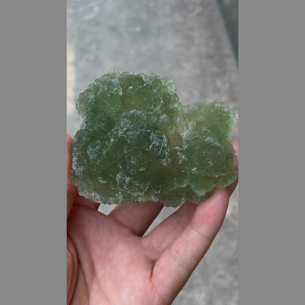 Large glassy apple-green stepped fluorite from Henan — complete view